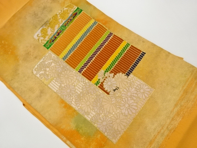 JAPANESE KIMONO / VINTAGE NAGOYA OBI / WOVEN KIKU & ARMOR PATTERN